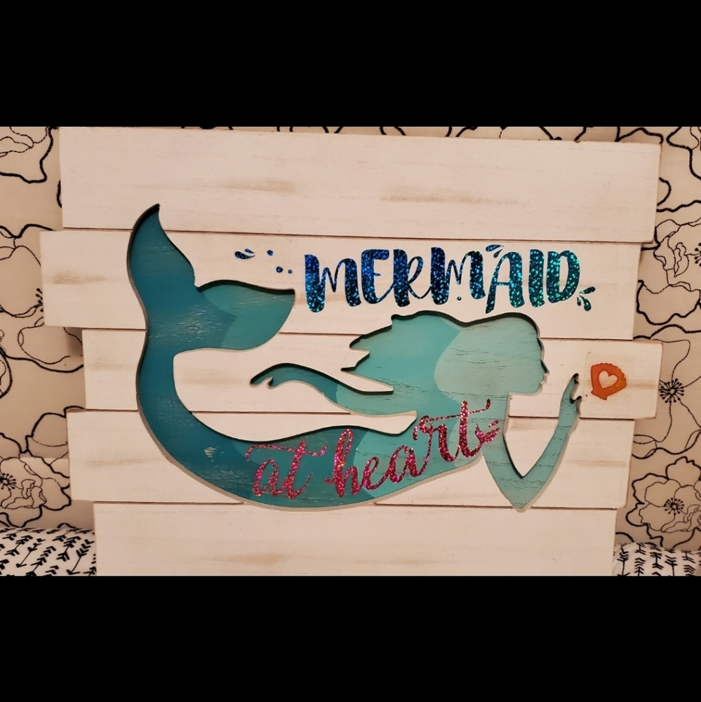 Custom Vinyl Wood Mermaid Sign
